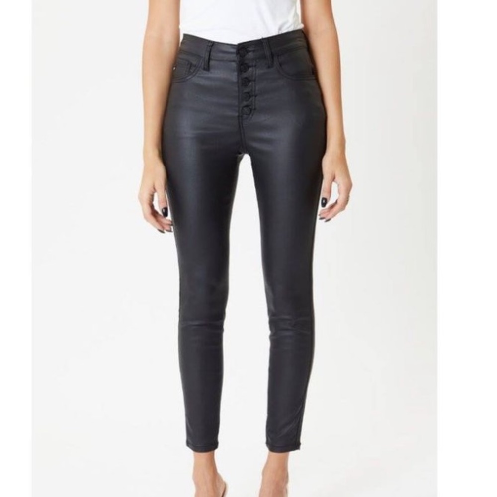 High rise skinny leather pants